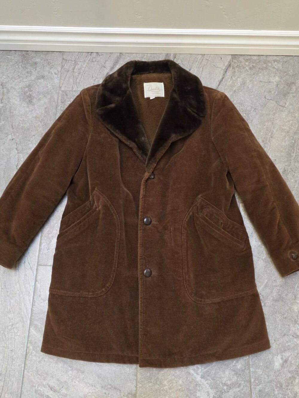 Vintage Mens Deluxe Quality Outerwear Coat Size 38 Brown Lined Jacket